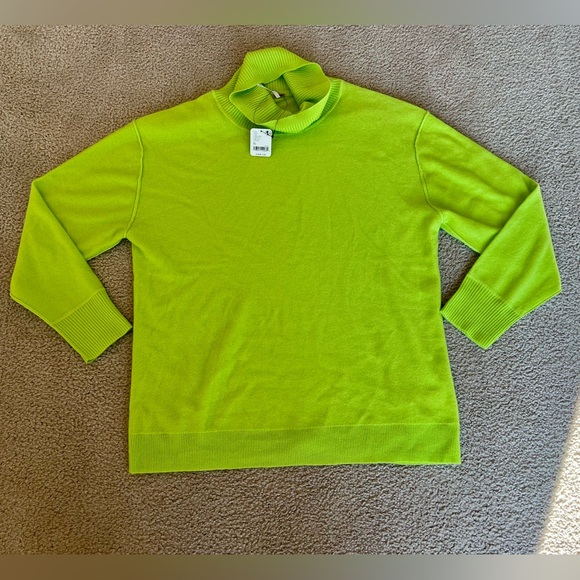 NWT Free People “Treasure” 100% Cashmere Turtleneck Sweater in Lime Punch - Picture 6 of 9